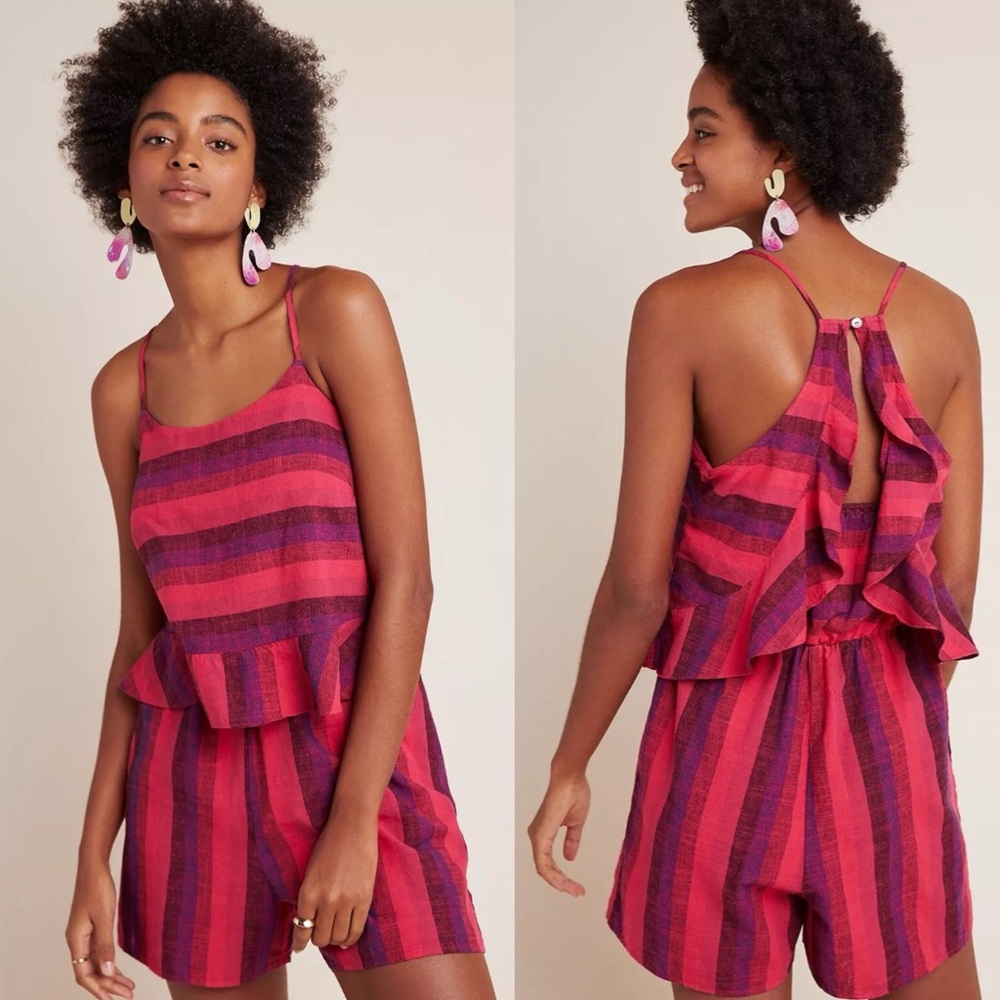 Anthropologie NWT Amadi Striped Linen Romper